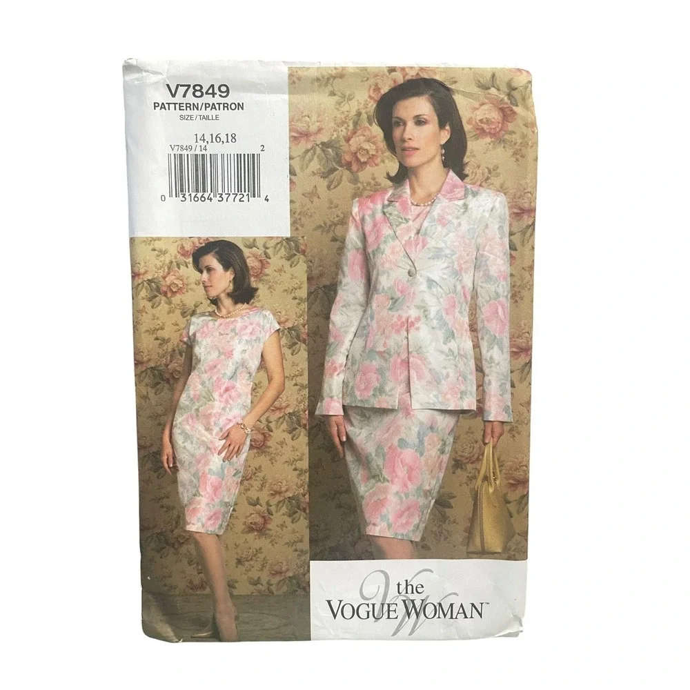 Vogue V7849 Misses Petite Jacket Dress Suit Sizes 14 16 18‎ UNCUT